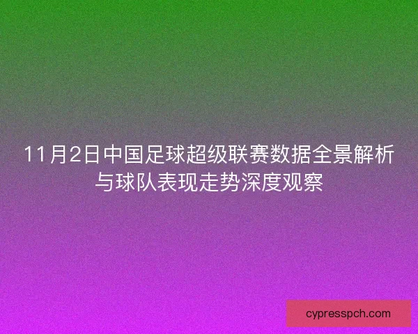 11月2日中国足球超级联赛数据全景解析与球队表现走势深度观察