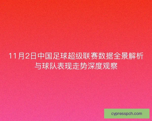 11月2日中国足球超级联赛数据全景解析与球队表现走势深度观察